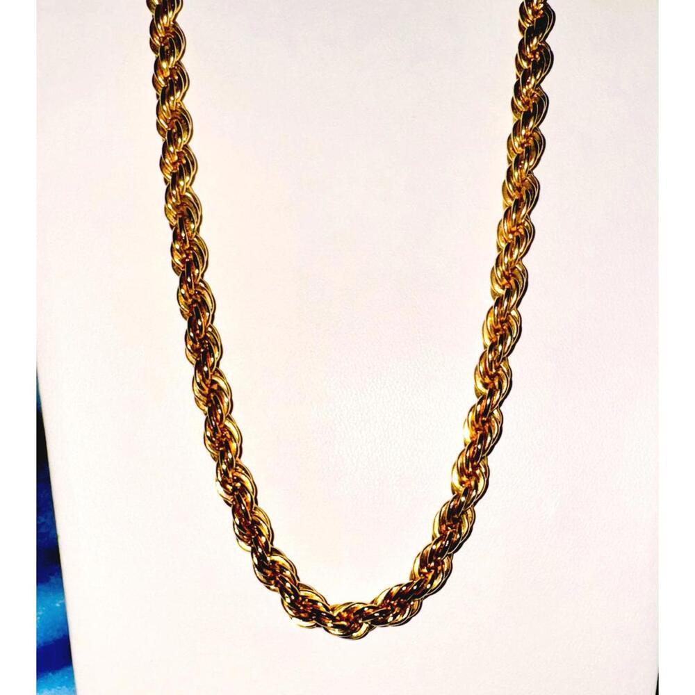 Vintage Les Bernard Gold Tone Thick Twisted Rope Necklace